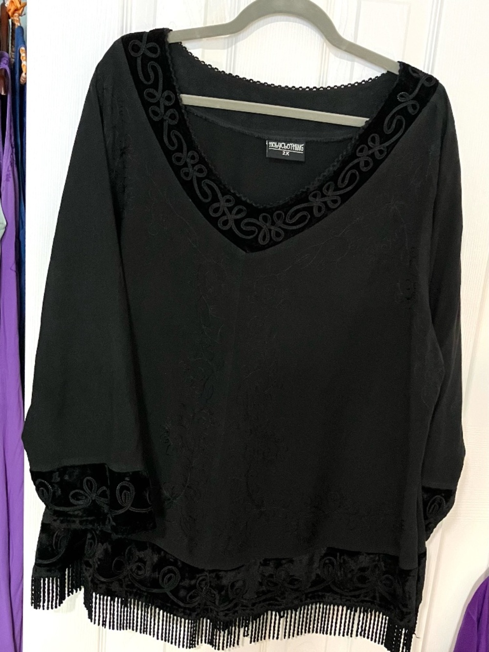 Holy Clothing Embroidered Tassled Top Size 2x